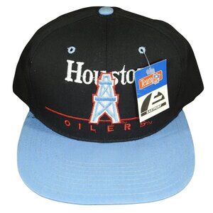 NWT Vintage Houston Oilers Snapback Black One Bar Hat Cap Eastport NFL
